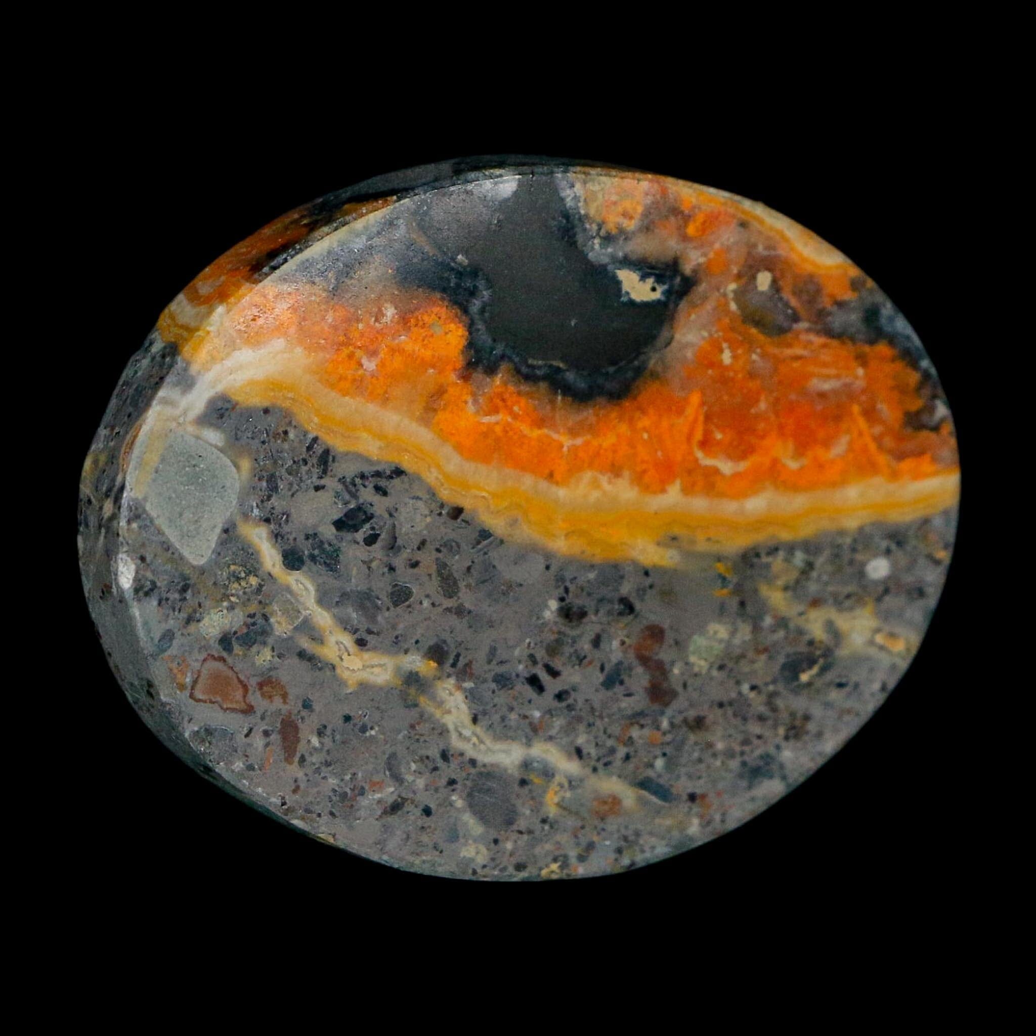 1.8" Bumblebee Jasper Natural Polished Mineral Palm Stone Java Indonesia - Fossil Age Minerals