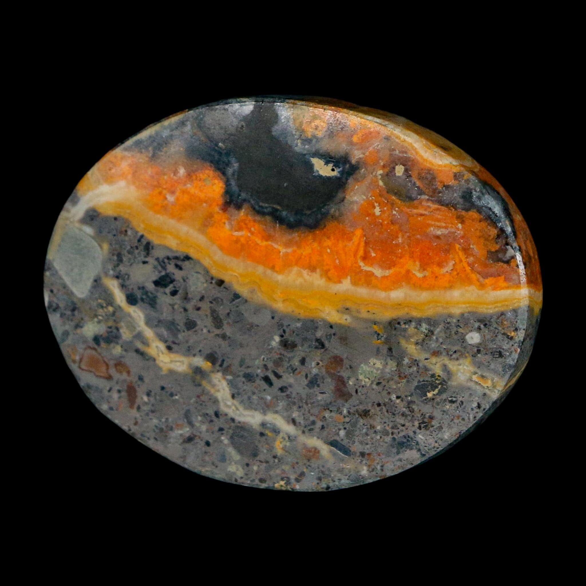 1.8" Bumblebee Jasper Natural Polished Mineral Palm Stone Java Indonesia - Fossil Age Minerals