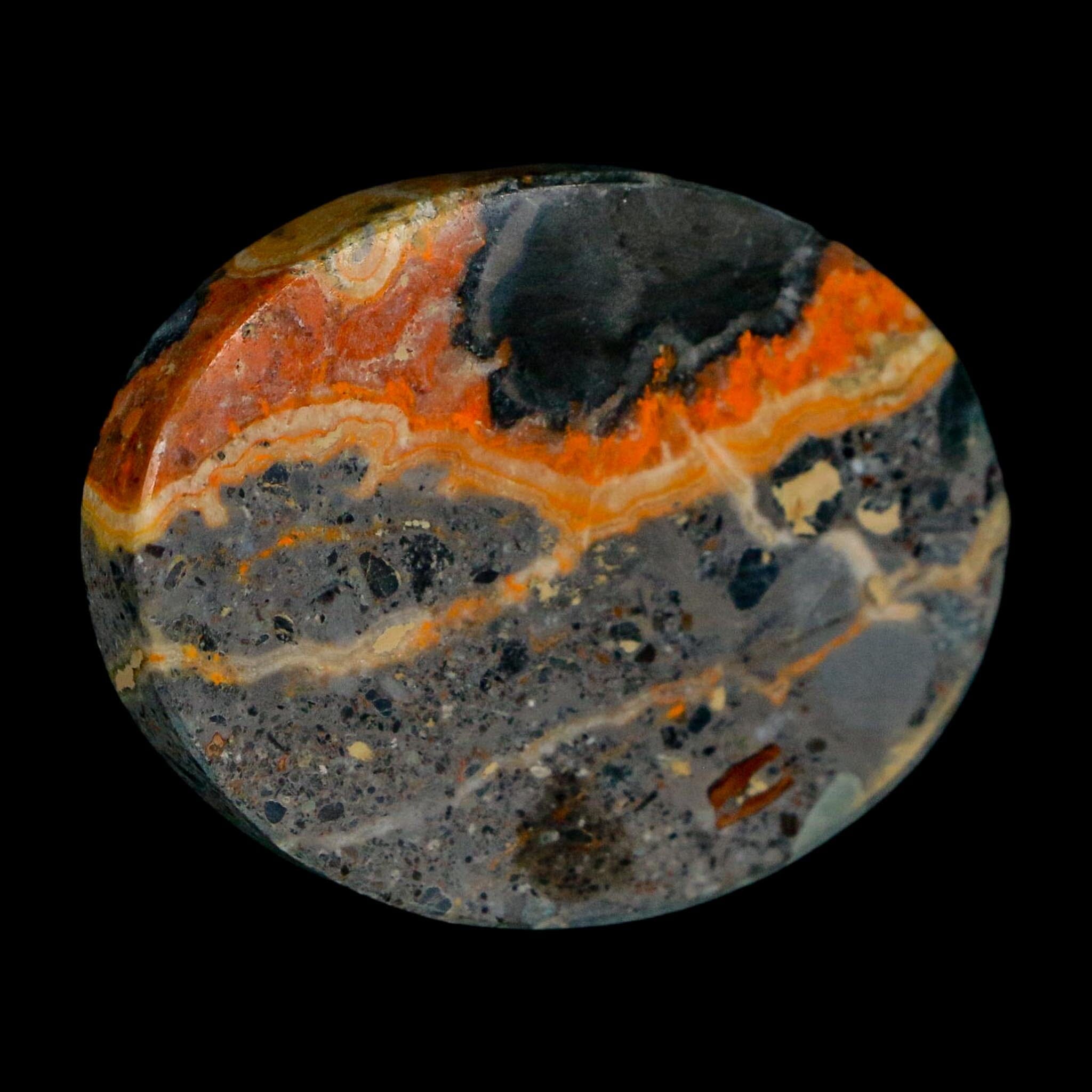 1.8" Bumblebee Jasper Natural Polished Mineral Palm Stone Java Indonesia - Fossil Age Minerals