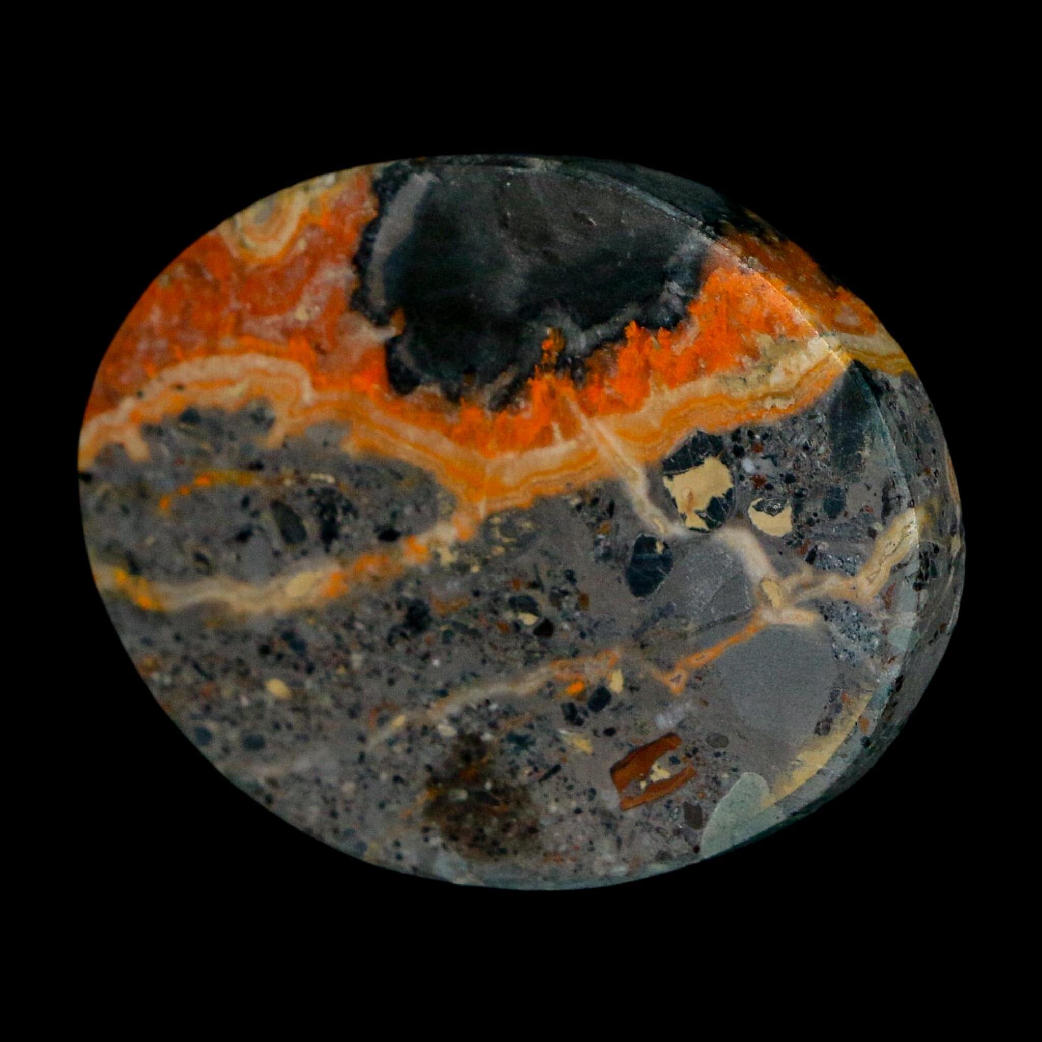 1.8" Bumblebee Jasper Natural Polished Mineral Palm Stone Java Indonesia - Fossil Age Minerals