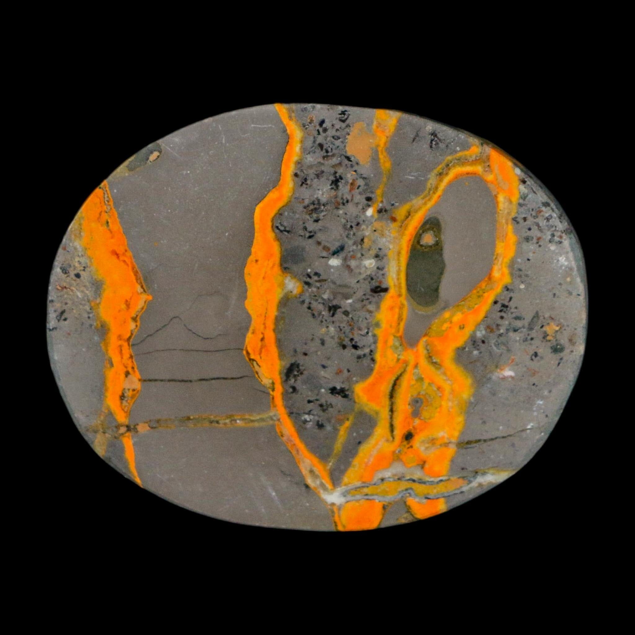 1.8" Bumblebee Jasper Natural Polished Mineral Palm Stone Java Indonesia - Fossil Age Minerals