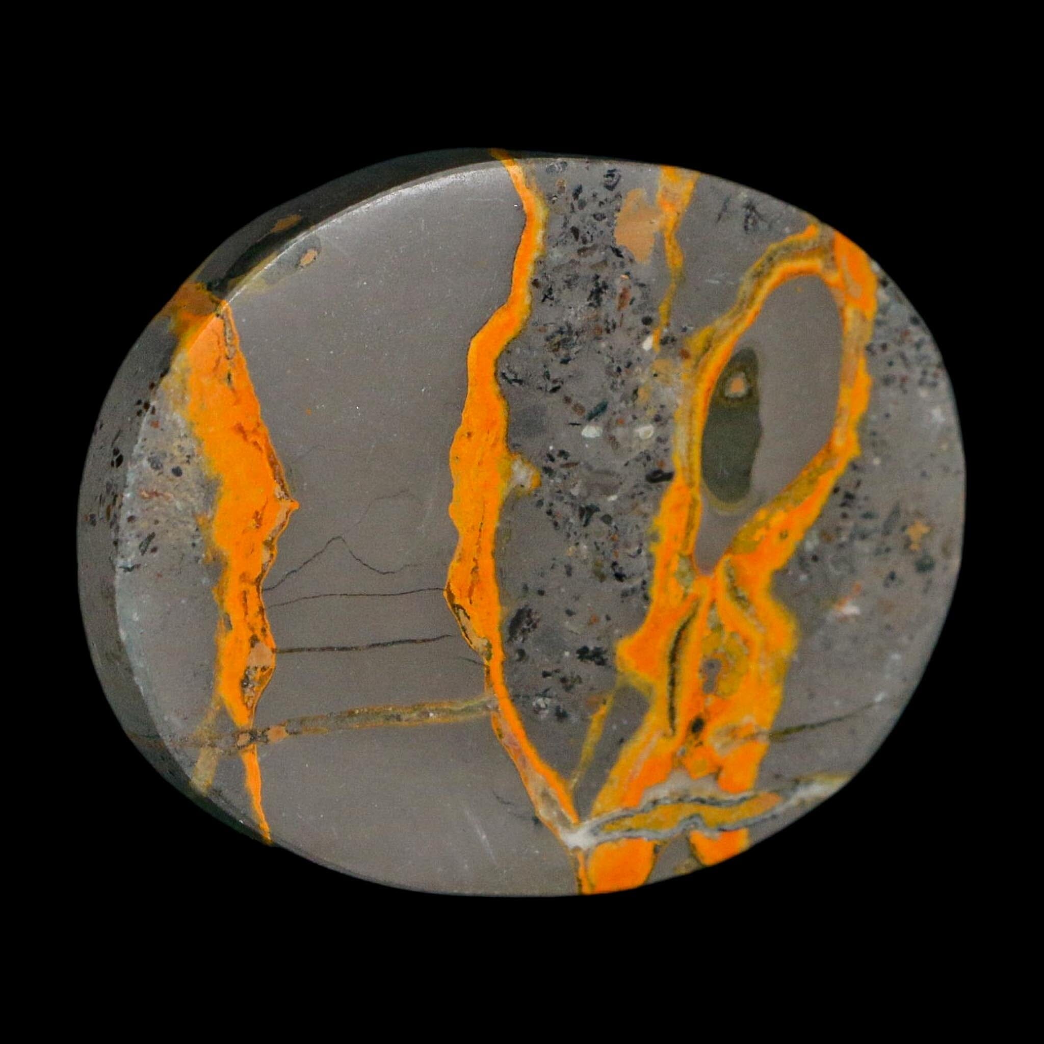 1.8" Bumblebee Jasper Natural Polished Mineral Palm Stone Java Indonesia - Fossil Age Minerals