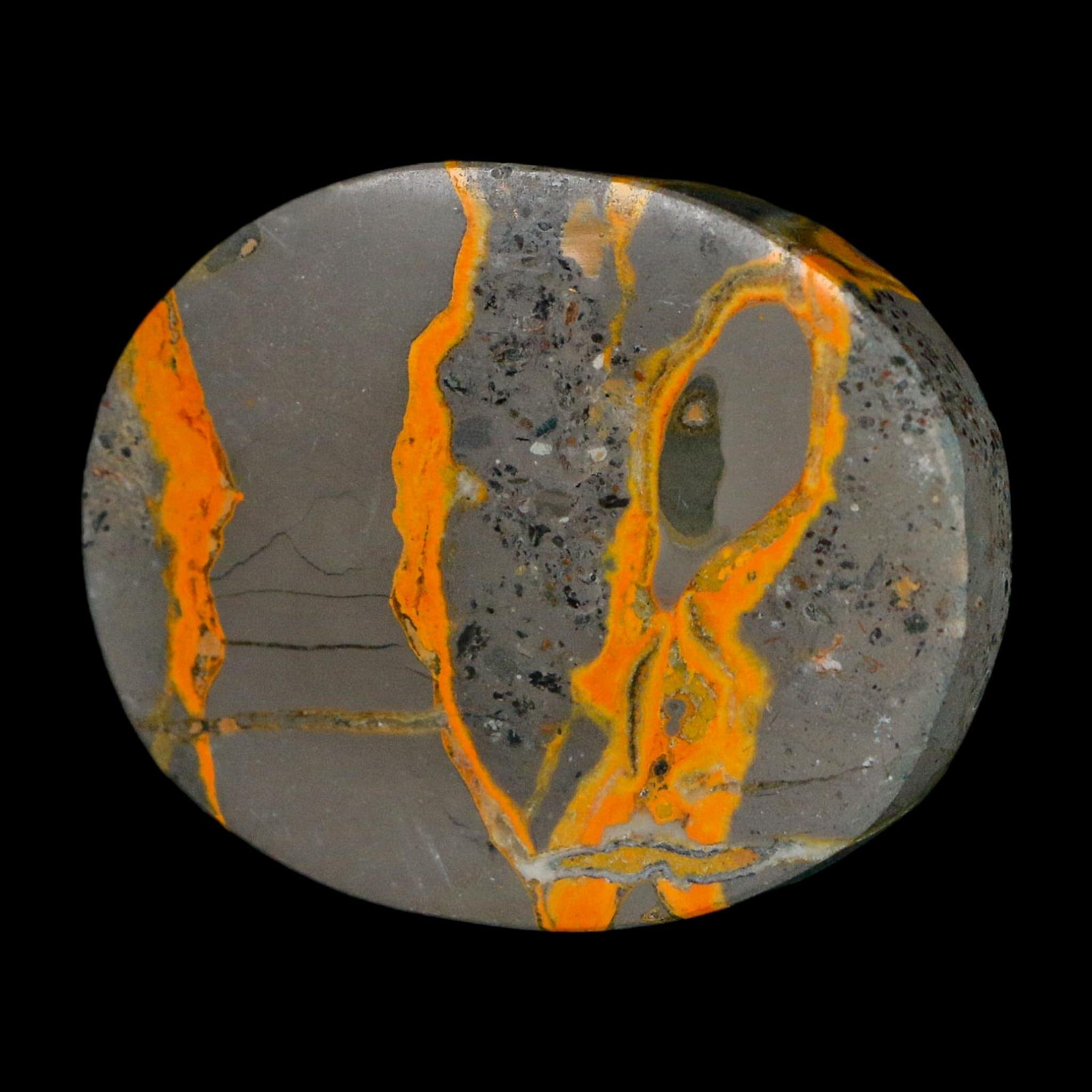 1.8" Bumblebee Jasper Natural Polished Mineral Palm Stone Java Indonesia - Fossil Age Minerals