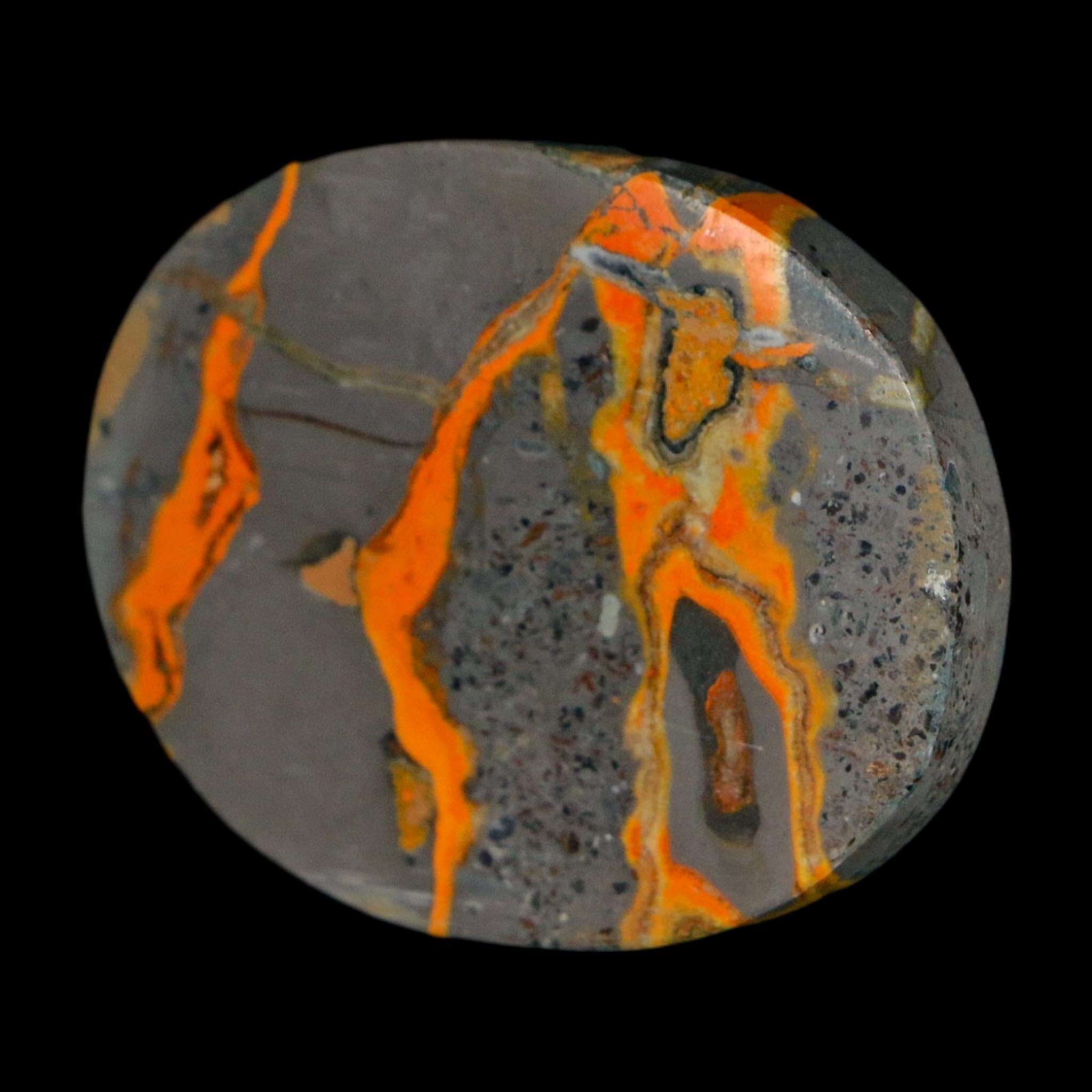 1.8" Bumblebee Jasper Natural Polished Mineral Palm Stone Java Indonesia - Fossil Age Minerals