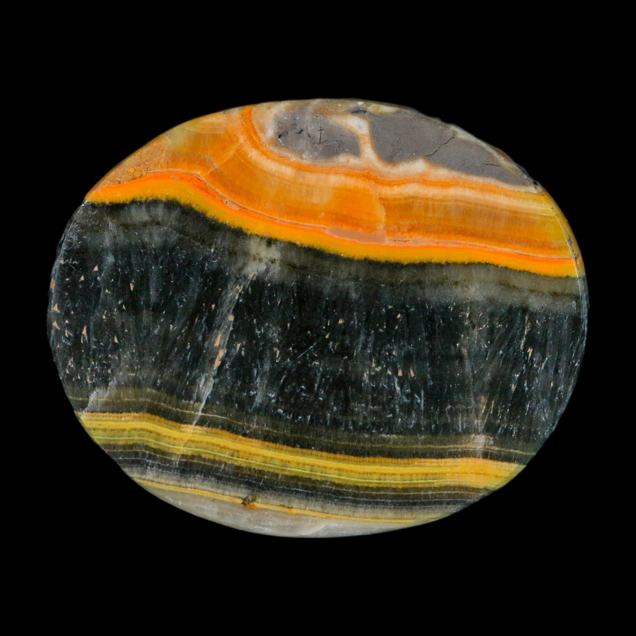 1.8" Bumblebee Jasper Natural Polished Mineral Palm Stone Java Indonesia - Fossil Age Minerals