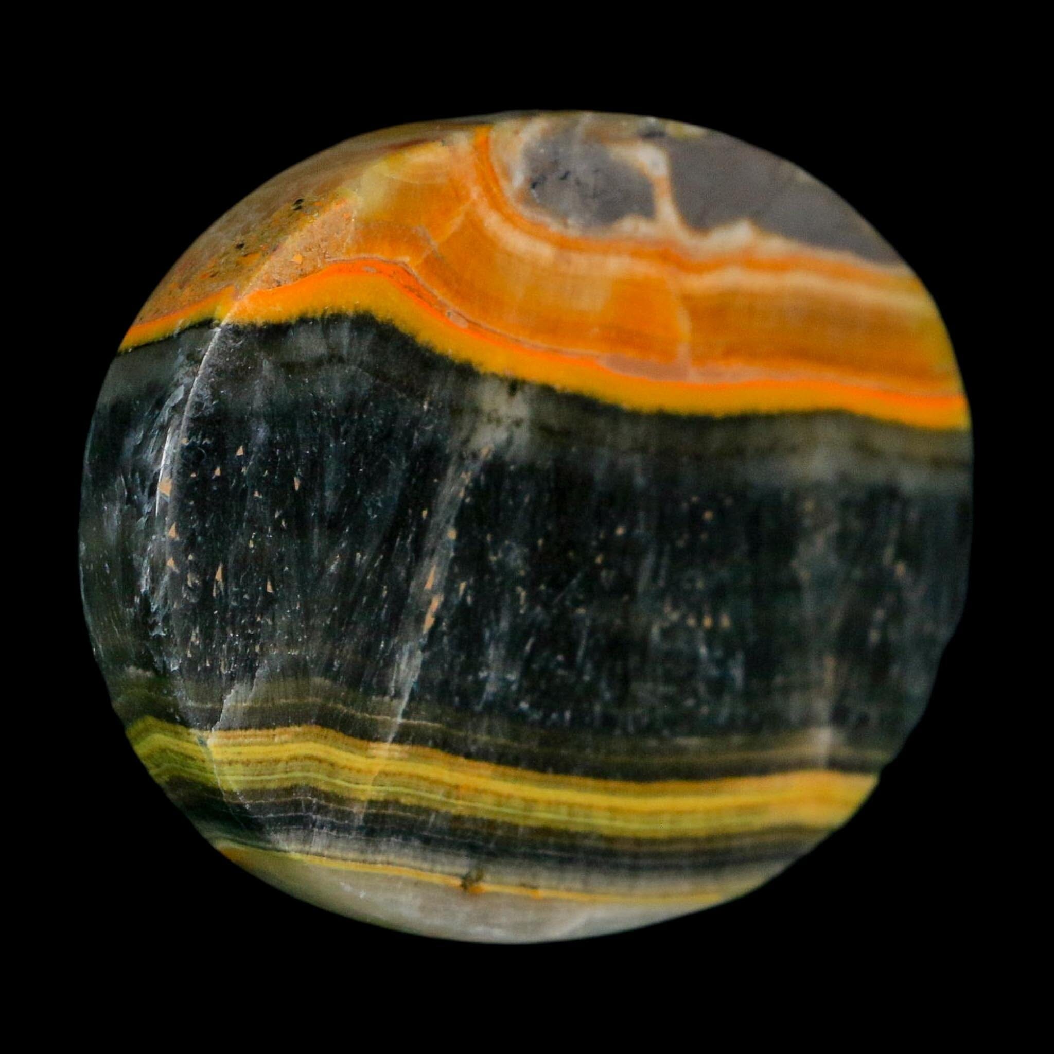 1.8" Bumblebee Jasper Natural Polished Mineral Palm Stone Java Indonesia - Fossil Age Minerals