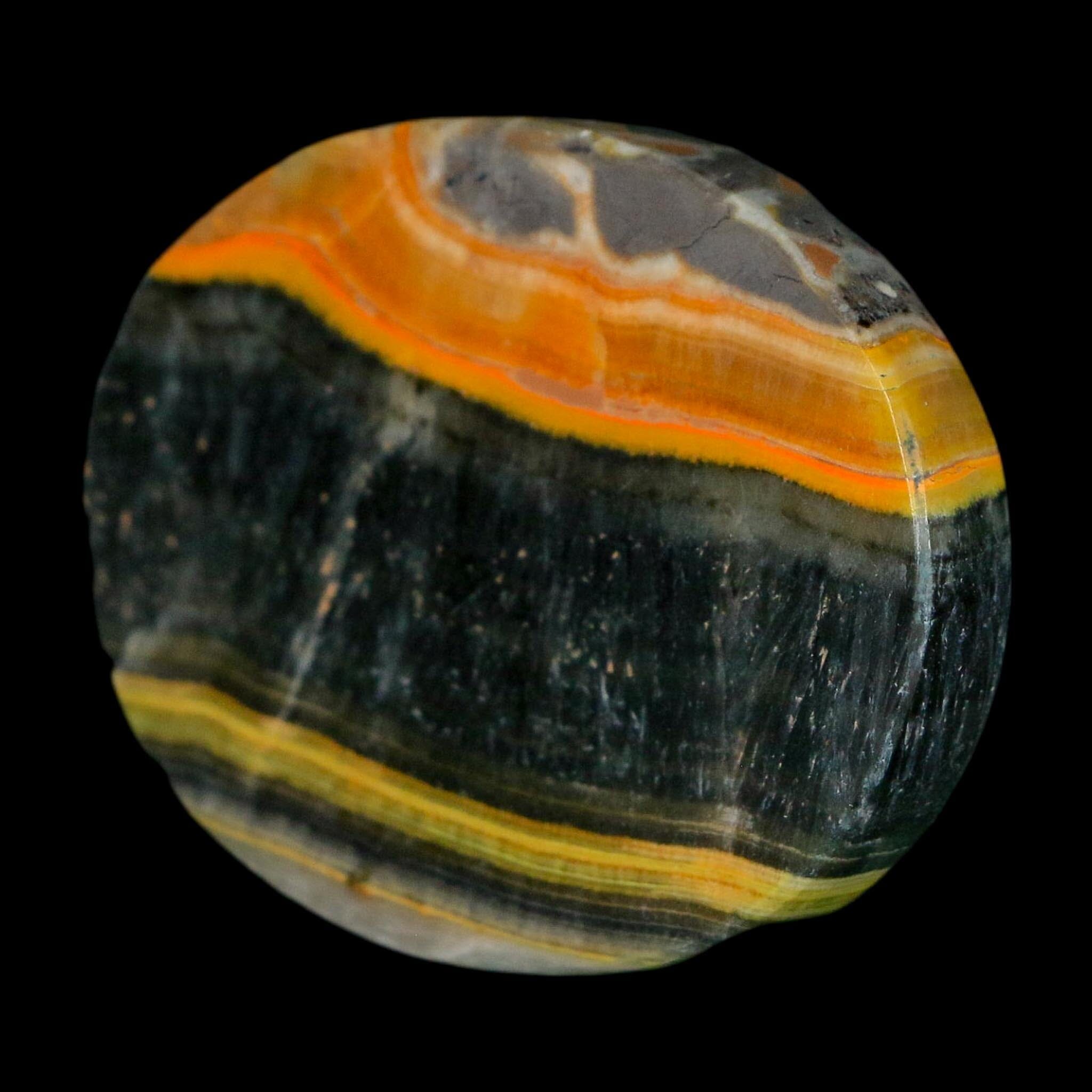 1.8" Bumblebee Jasper Natural Polished Mineral Palm Stone Java Indonesia - Fossil Age Minerals