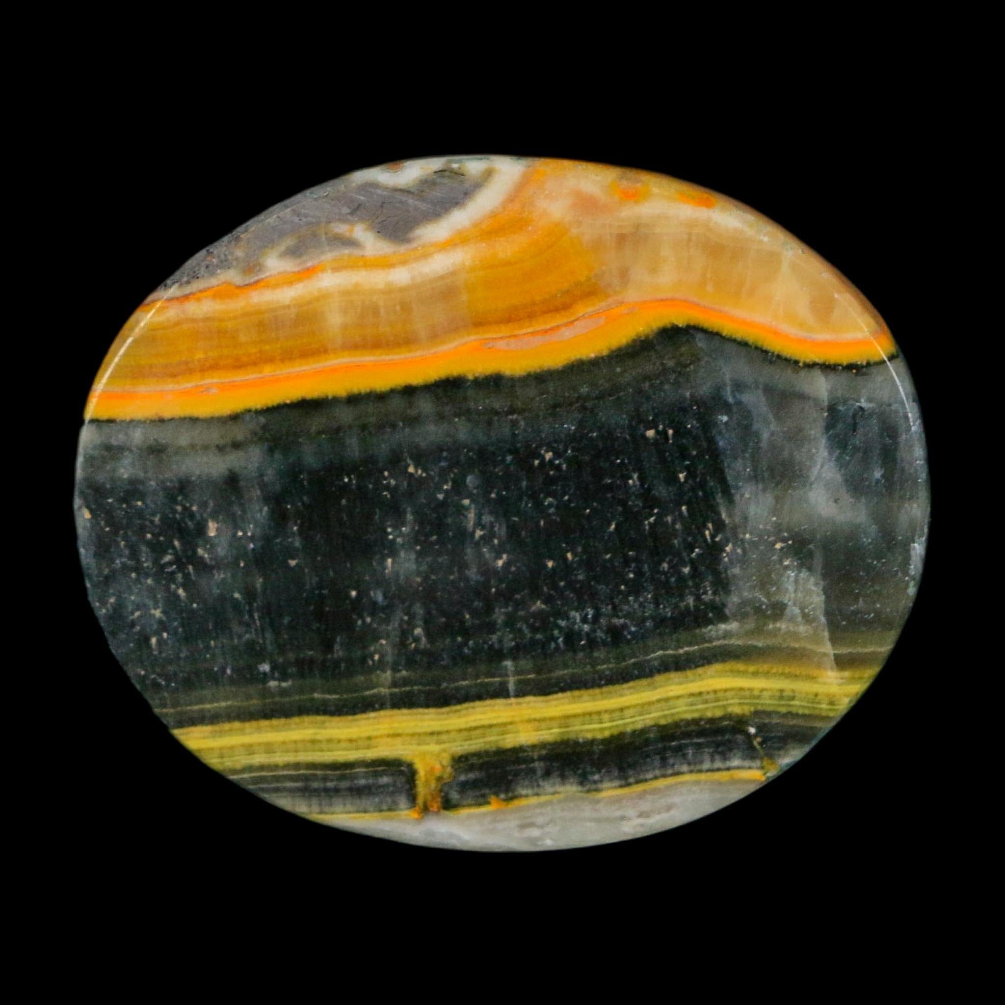 1.8" Bumblebee Jasper Natural Polished Mineral Palm Stone Java Indonesia - Fossil Age Minerals