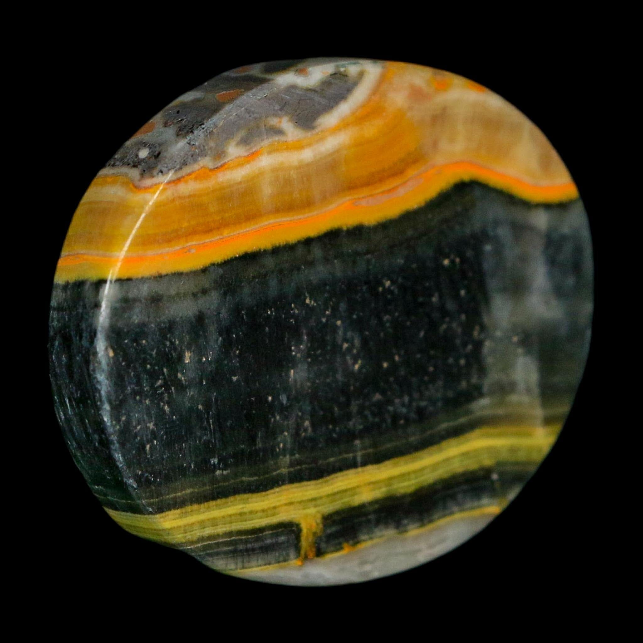 1.8" Bumblebee Jasper Natural Polished Mineral Palm Stone Java Indonesia - Fossil Age Minerals