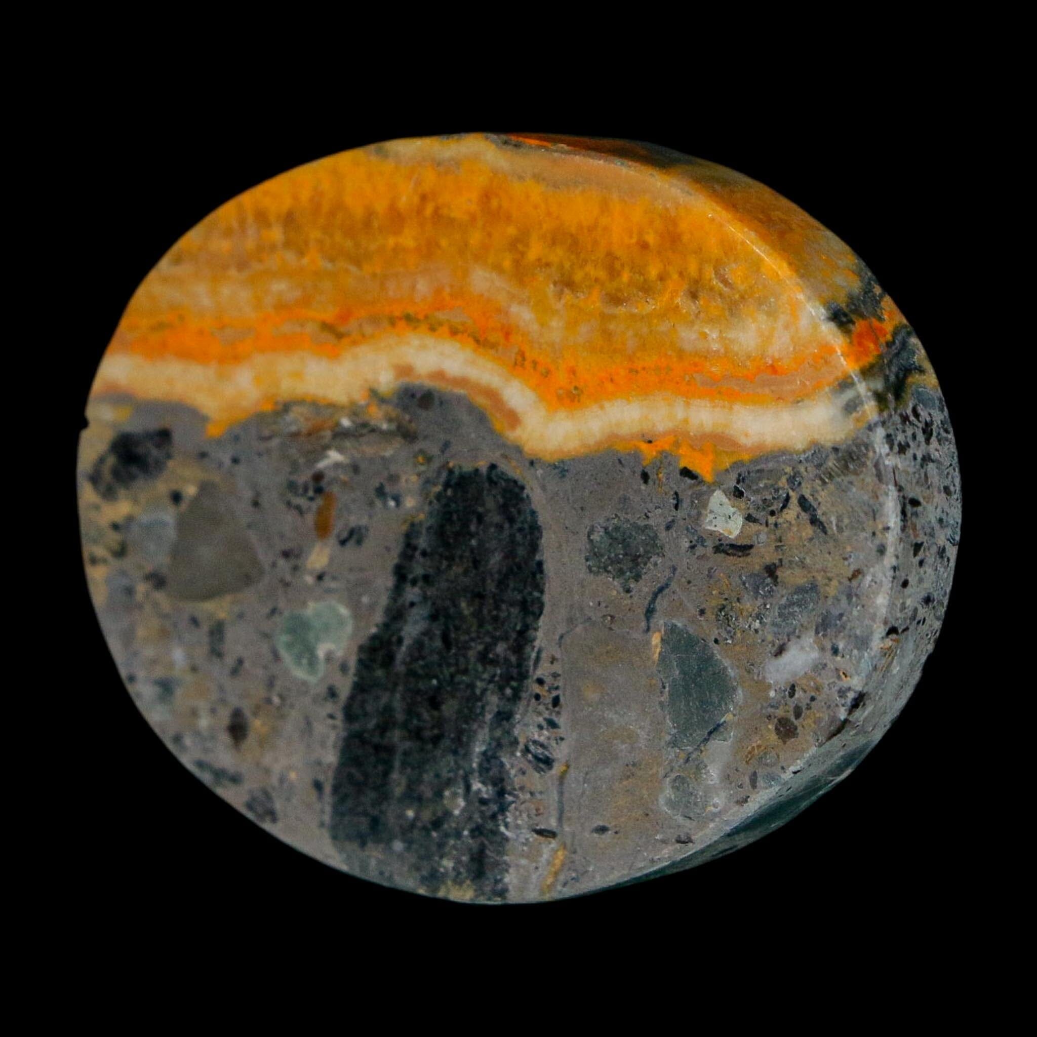 1.8" Bumblebee Jasper Natural Polished Mineral Palm Stone Java Indonesia - Fossil Age Minerals
