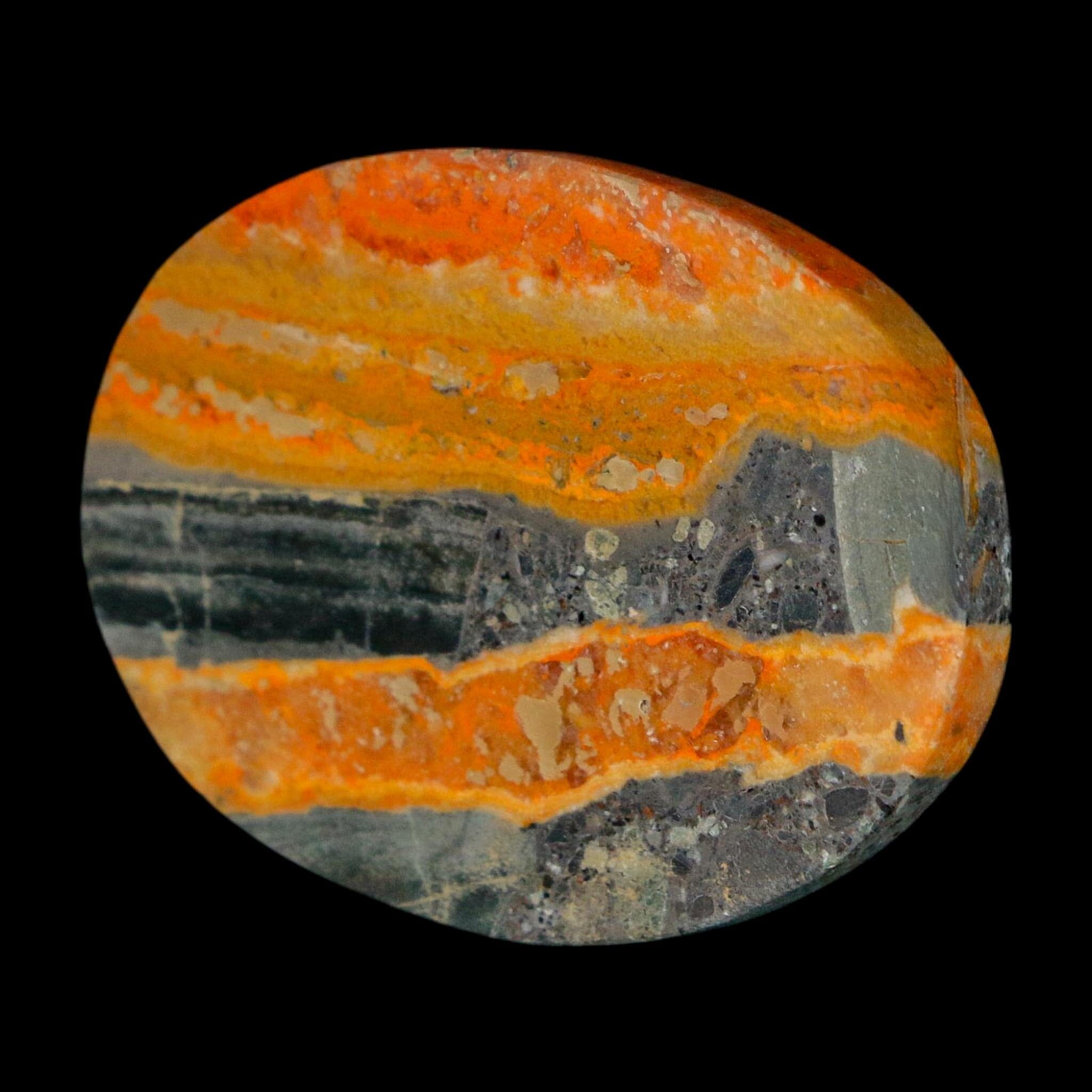 1.8" Bumblebee Jasper Natural Polished Mineral Palm Stone Java Indonesia - Fossil Age Minerals