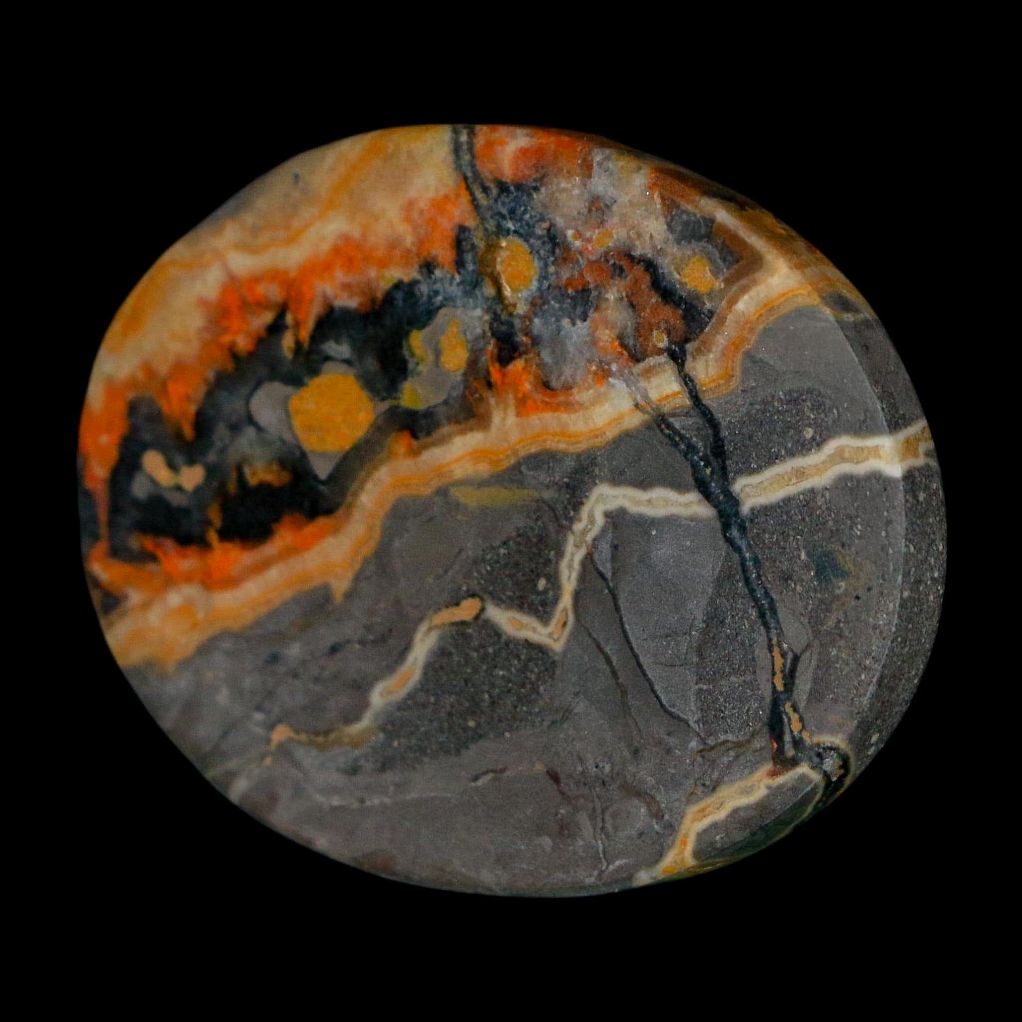 1.9" Bumblebee Jasper Natural Polished Mineral Palm Stone Java Indonesia - Fossil Age Minerals