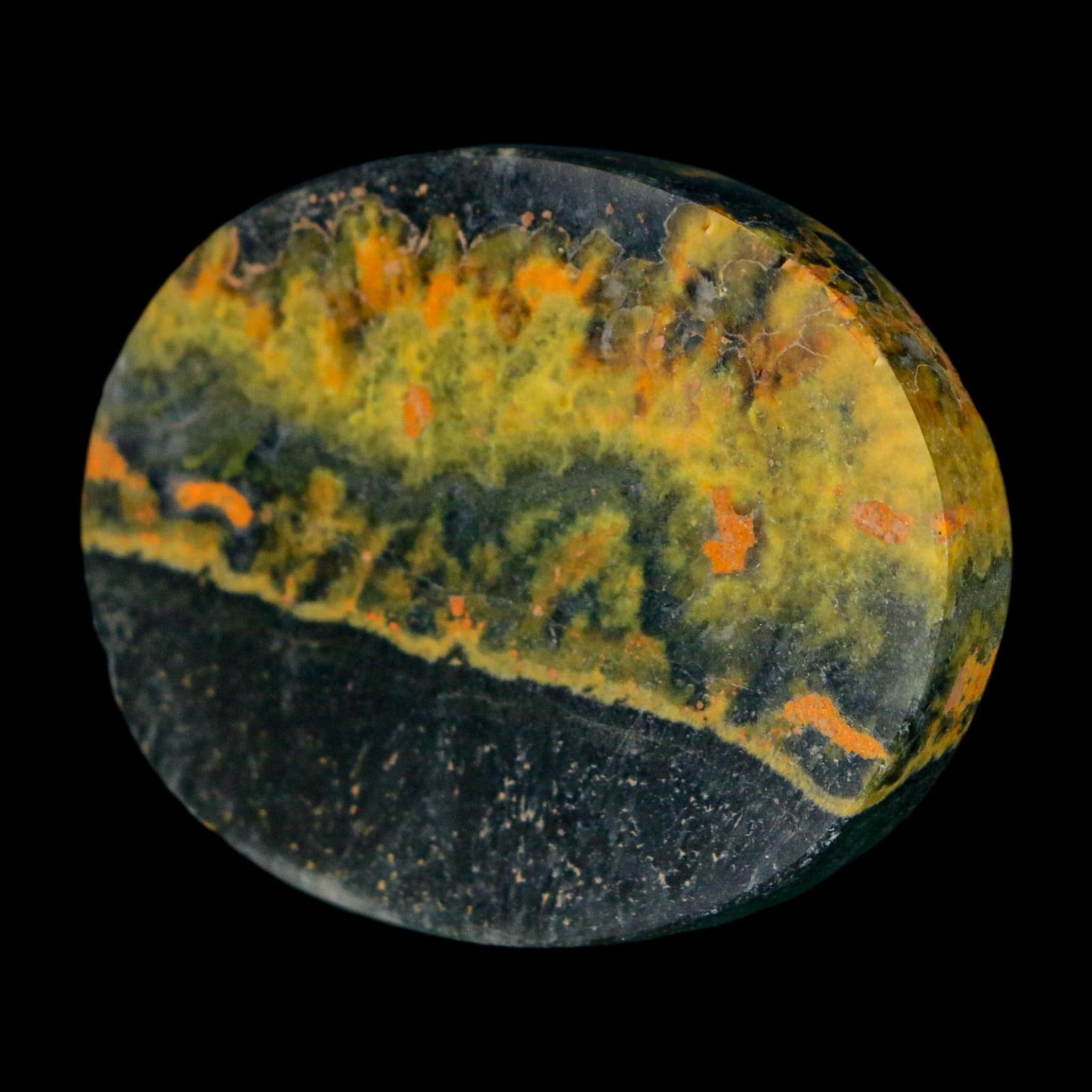 1.8" Bumblebee Jasper Natural Polished Mineral Palm Stone Java Indonesia - Fossil Age Minerals