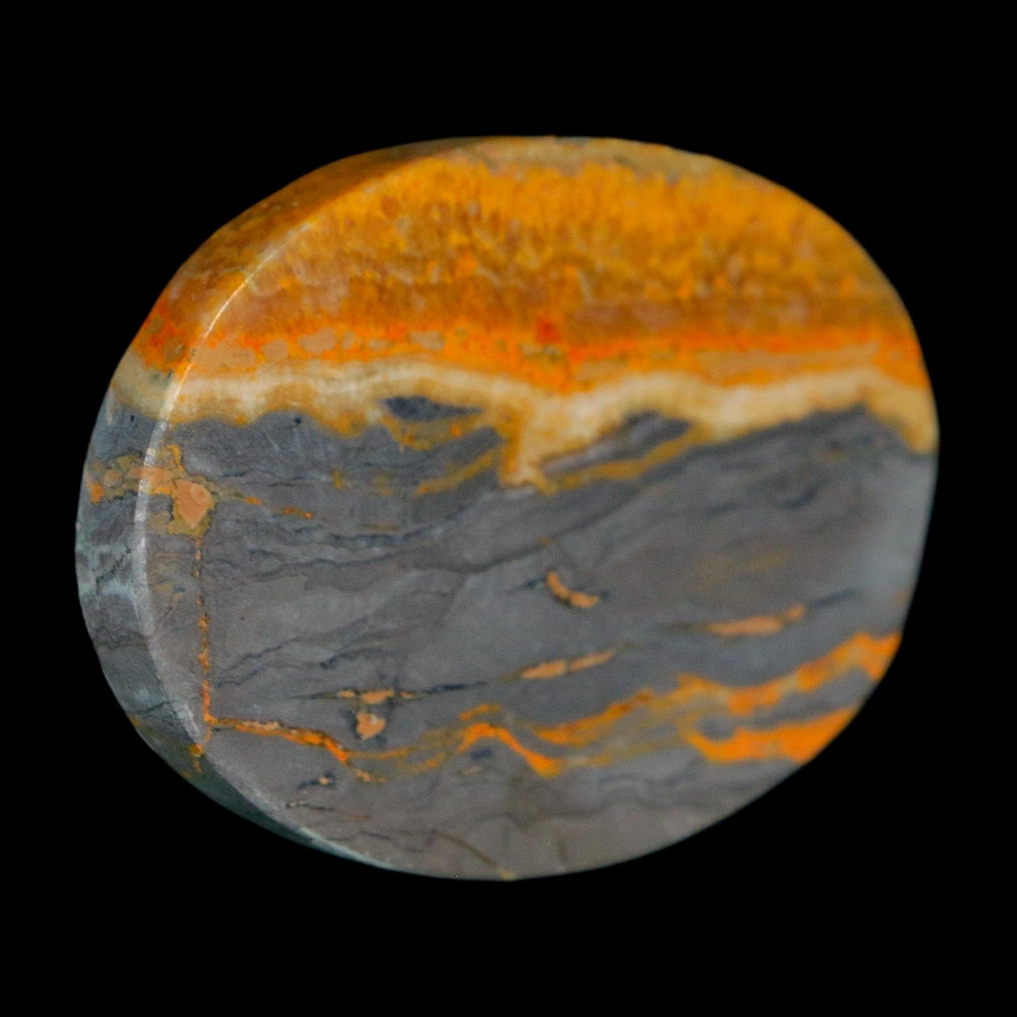 1.9" Bumblebee Jasper Natural Polished Mineral Palm Stone Java Indonesia - Fossil Age Minerals