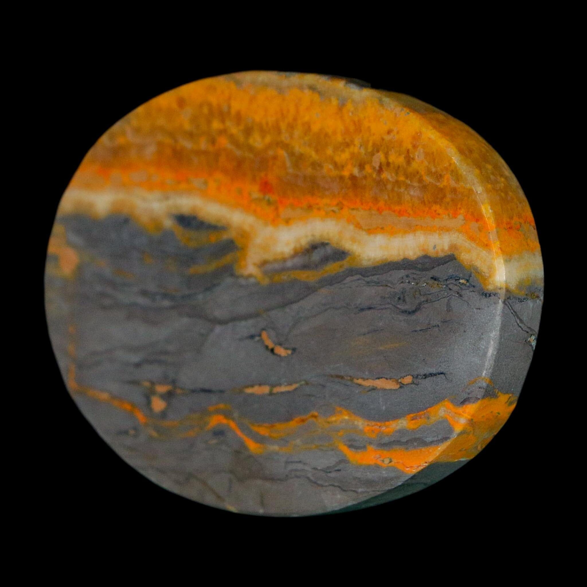 1.9" Bumblebee Jasper Natural Polished Mineral Palm Stone Java Indonesia - Fossil Age Minerals