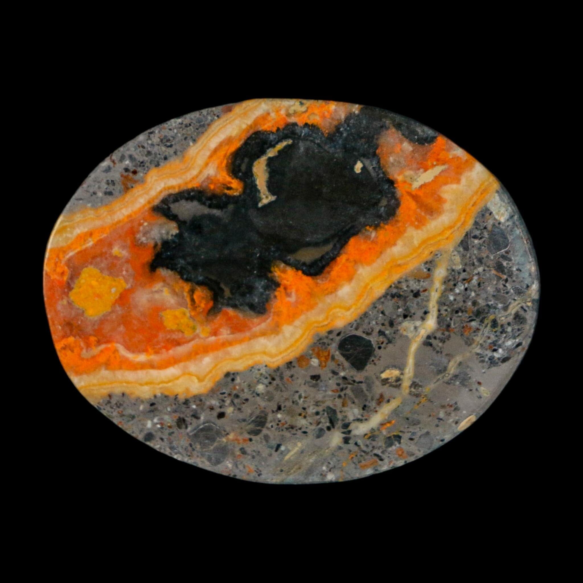 1.8" Bumblebee Jasper Natural Polished Mineral Palm Stone Java Indonesia - Fossil Age Minerals