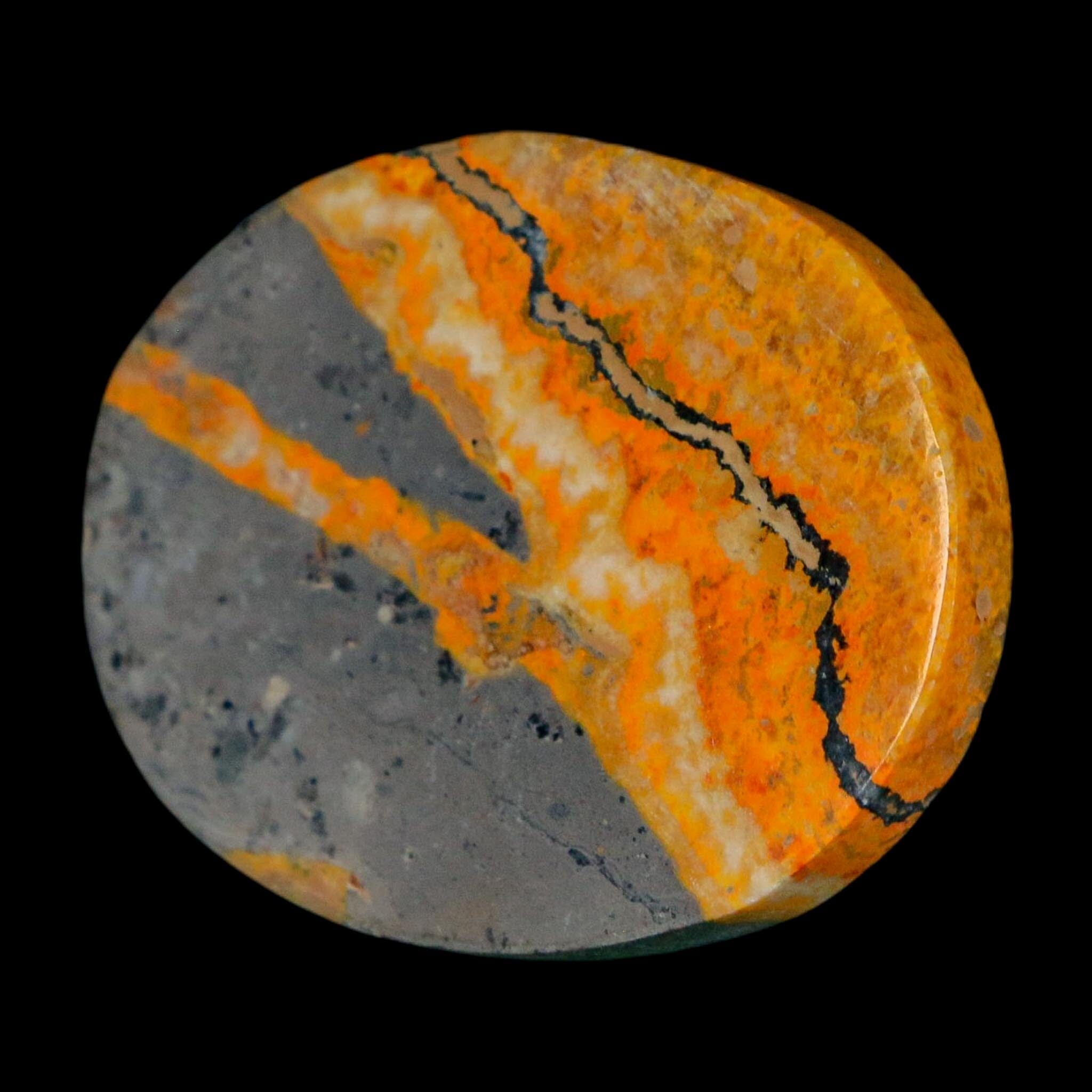 1.8" Bumblebee Jasper Natural Polished Mineral Palm Stone Java Indonesia - Fossil Age Minerals