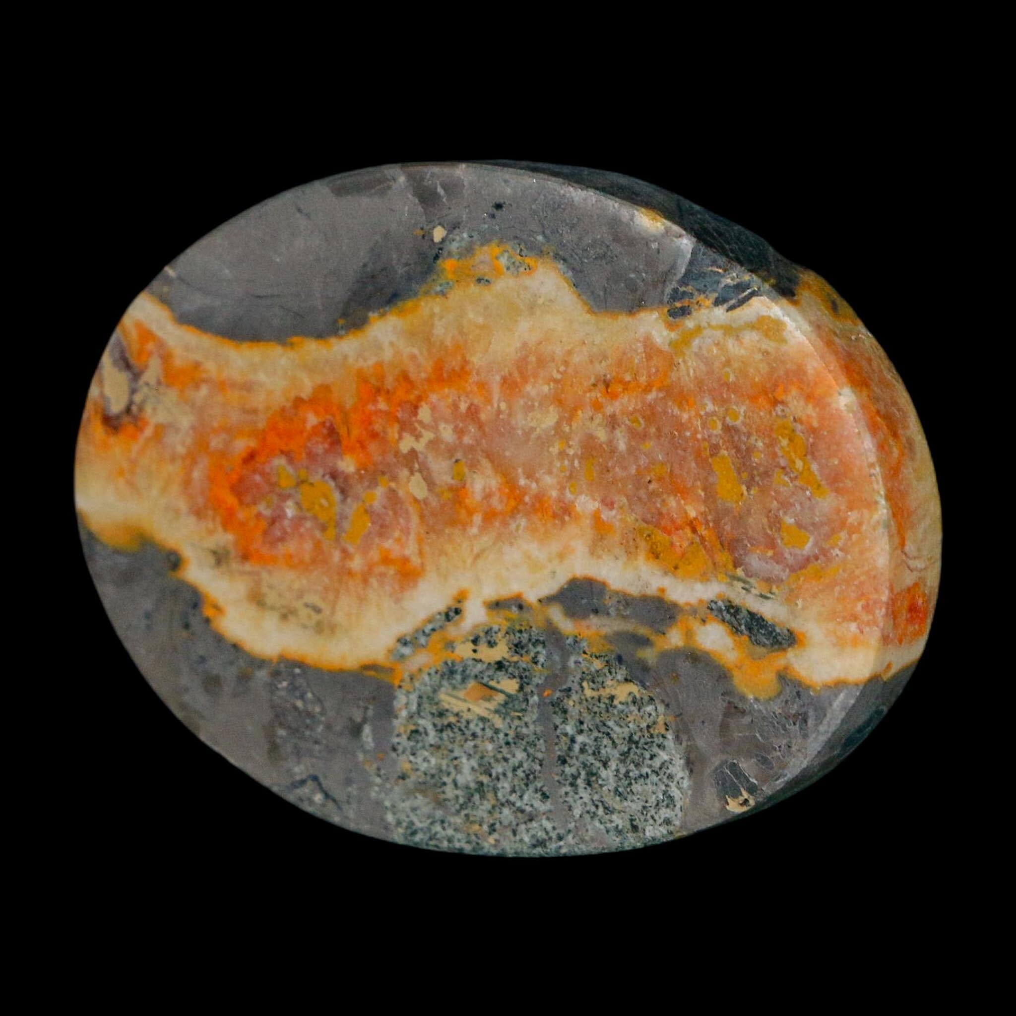 1.9" Bumblebee Jasper Natural Polished Mineral Palm Stone Java Indonesia - Fossil Age Minerals