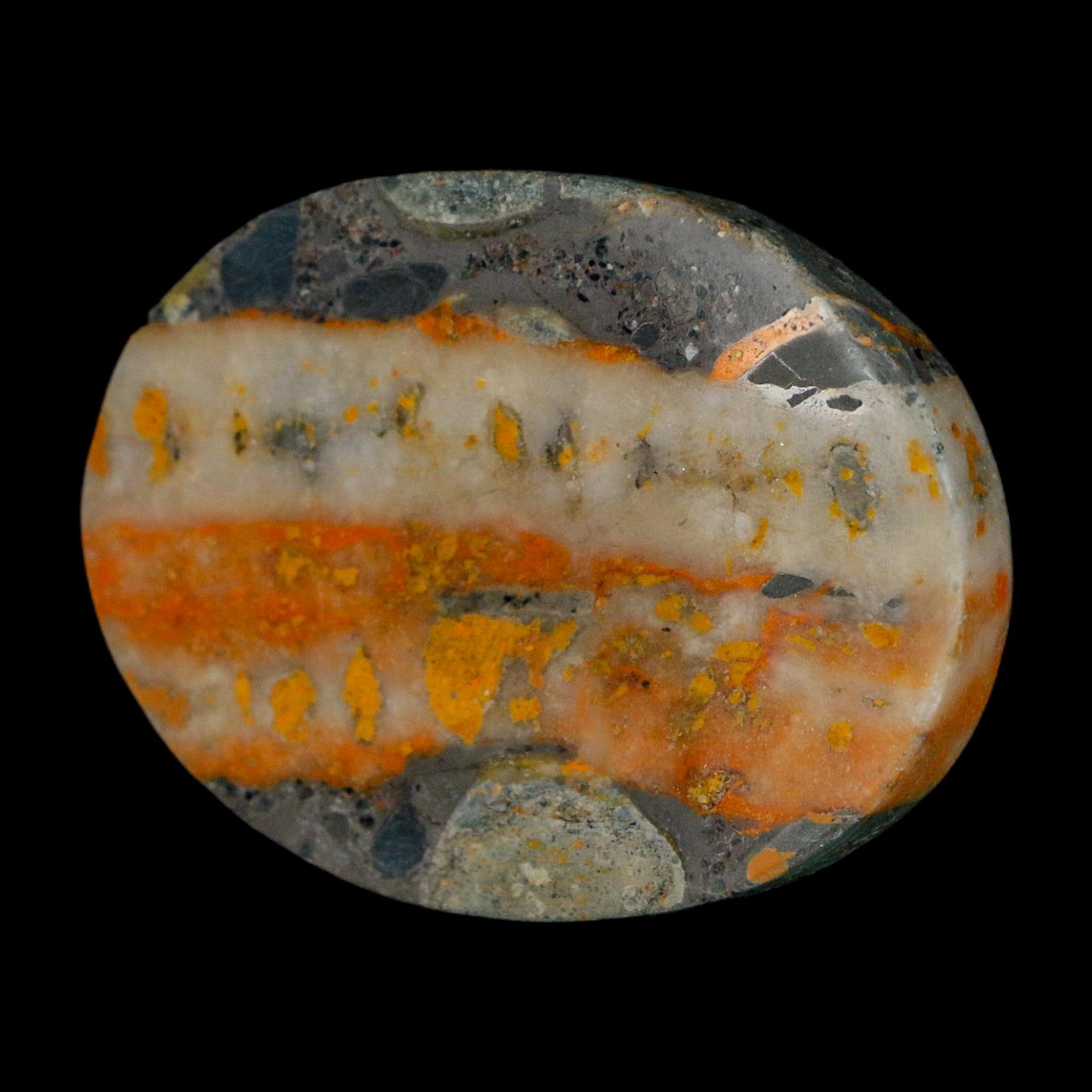 1.9" Bumblebee Jasper Natural Polished Mineral Palm Stone Java Indonesia - Fossil Age Minerals