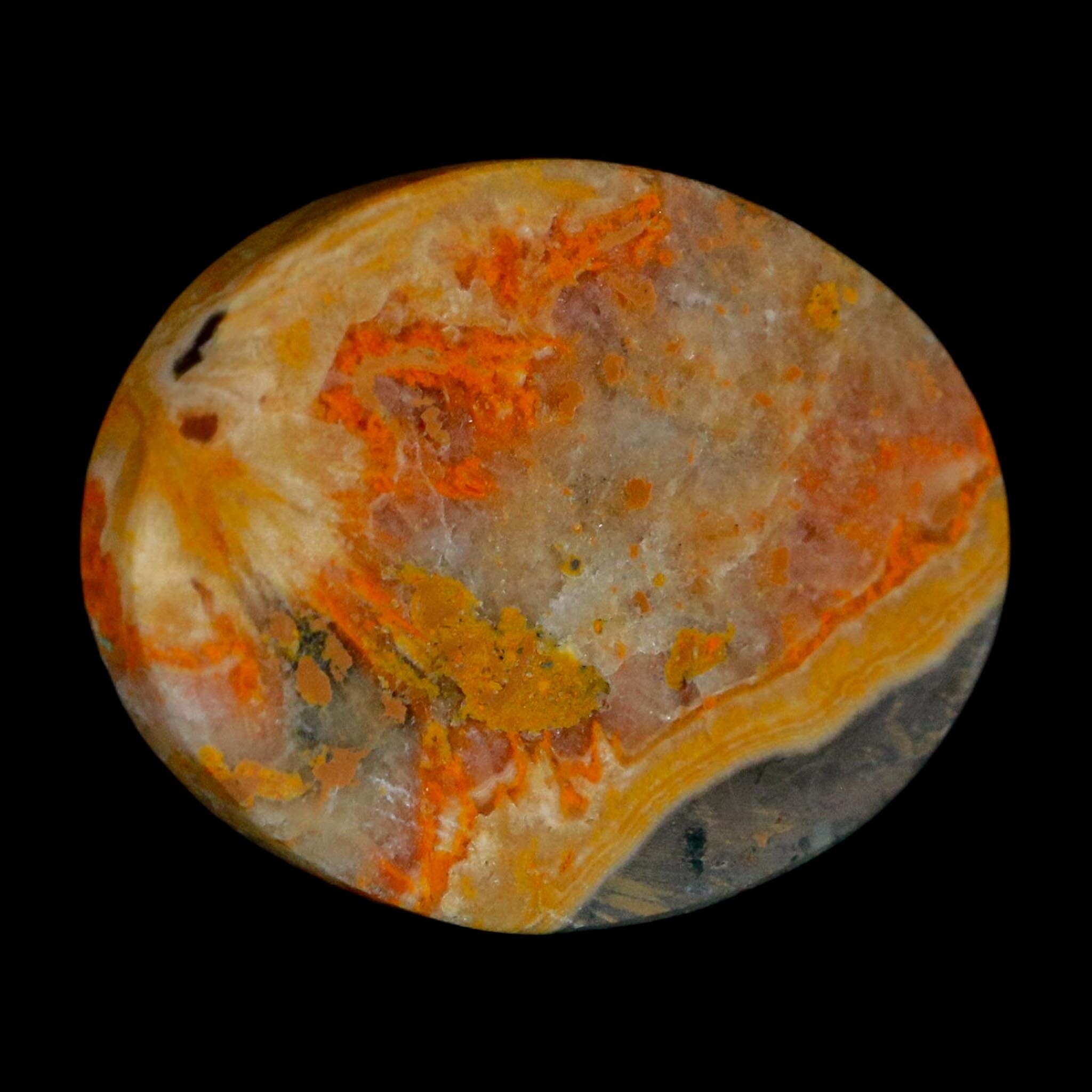 1.9" Bumblebee Jasper Natural Polished Mineral Palm Stone Java Indonesia - Fossil Age Minerals