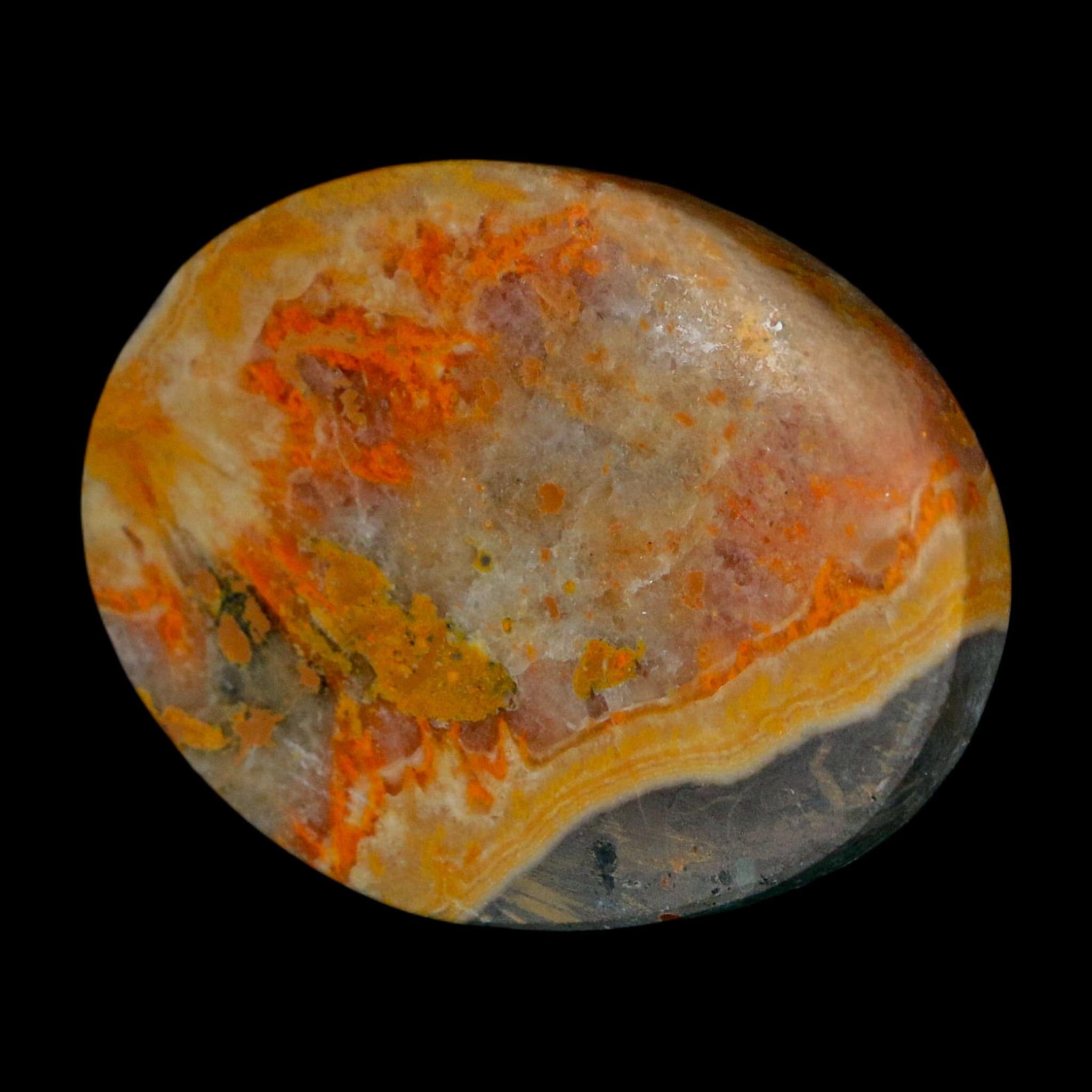 1.9" Bumblebee Jasper Natural Polished Mineral Palm Stone Java Indonesia - Fossil Age Minerals