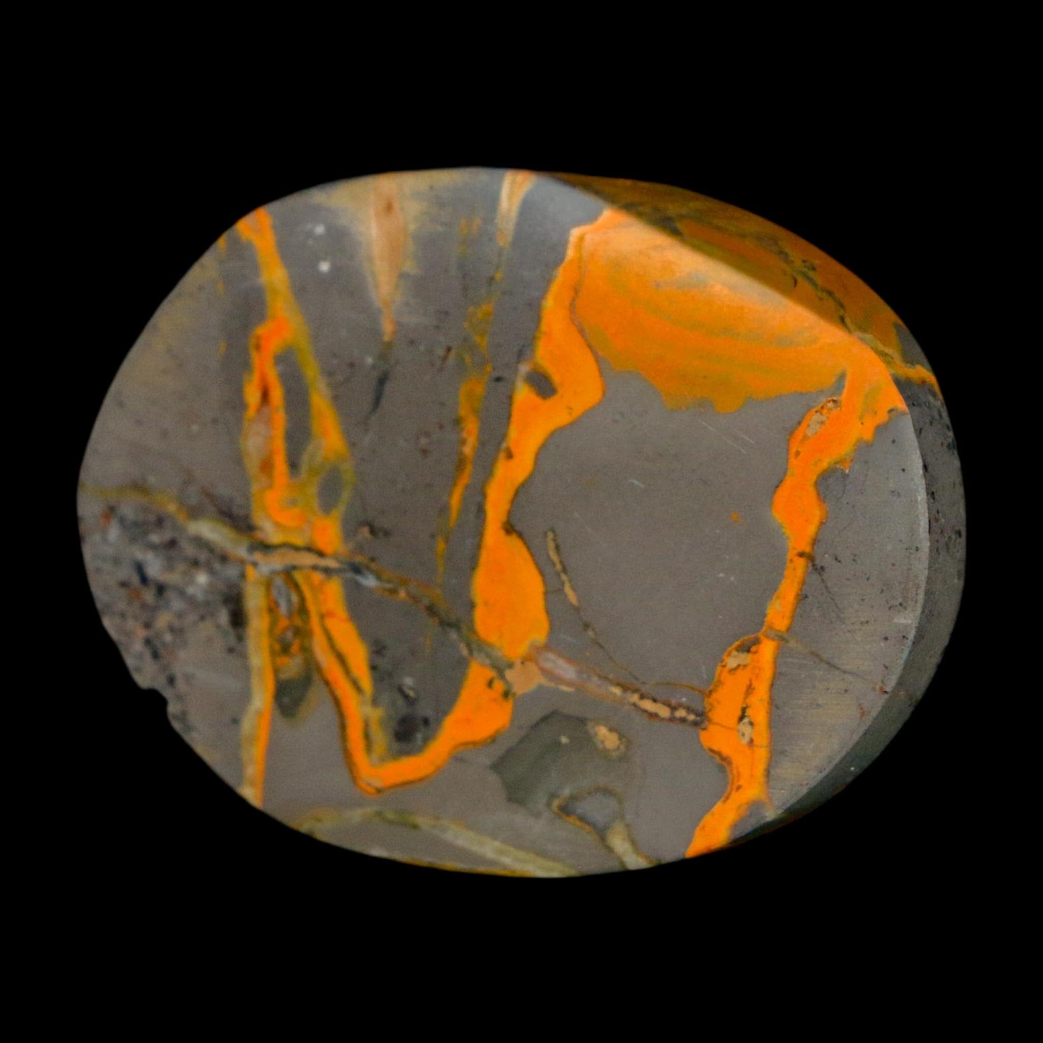 1.9" Bumblebee Jasper Natural Polished Mineral Palm Stone Java Indonesia - Fossil Age Minerals