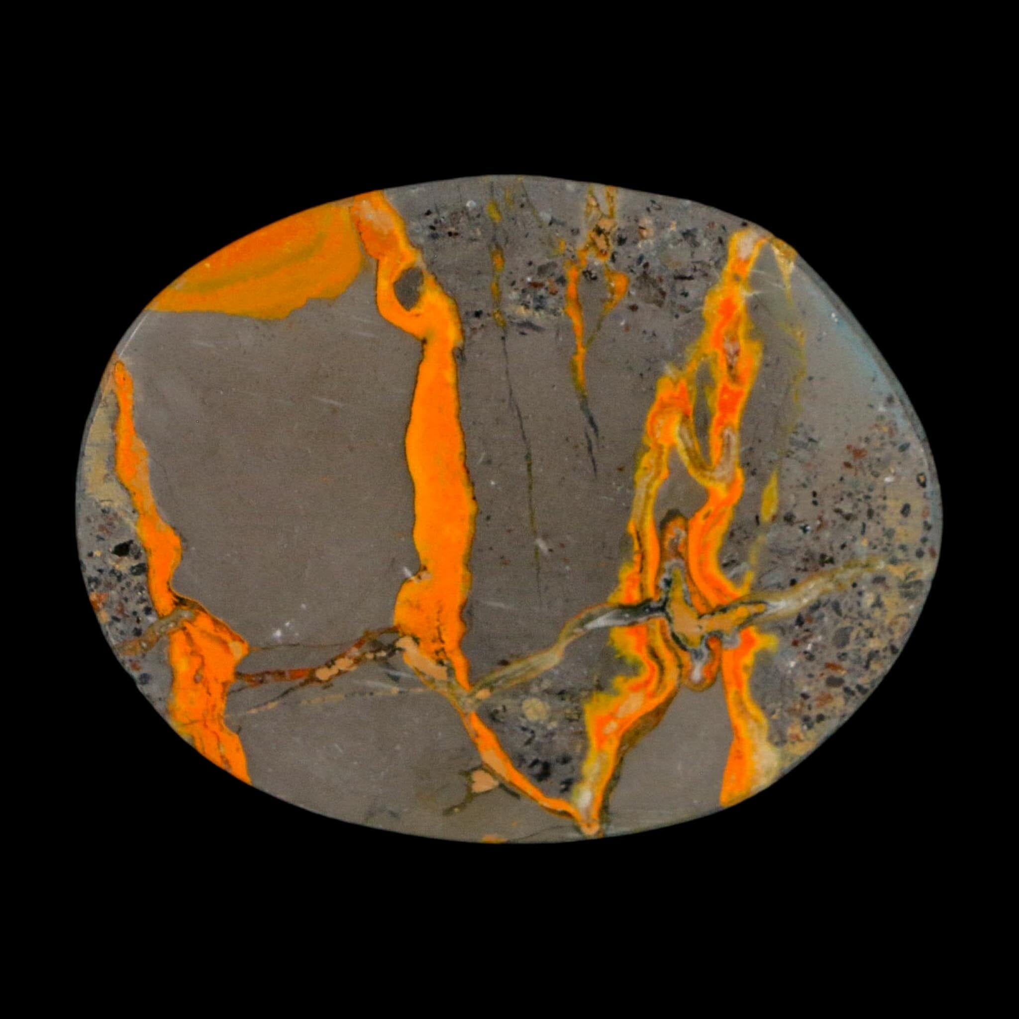 1.9" Bumblebee Jasper Natural Polished Mineral Palm Stone Java Indonesia - Fossil Age Minerals