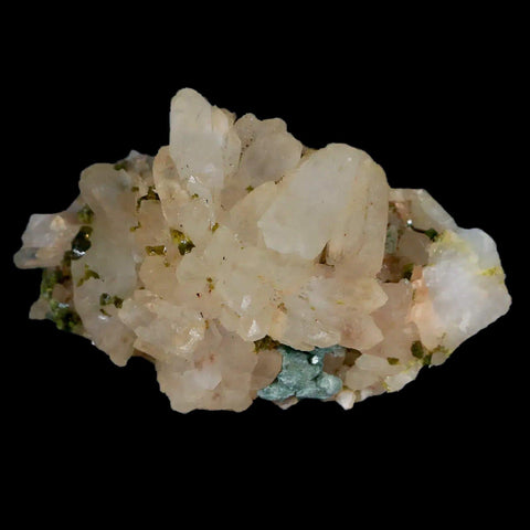 2.5" Rough Green Epidote Crystals On Quartz Cluster Mineral Specimen Imilchil, Morocco - Fossil Age Minerals