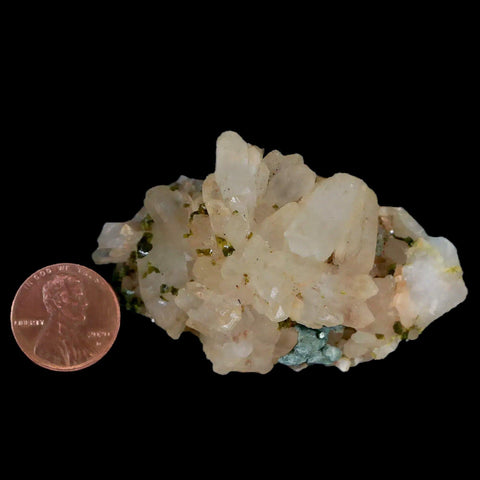 2.5" Rough Green Epidote Crystals On Quartz Cluster Mineral Specimen Imilchil, Morocco - Fossil Age Minerals