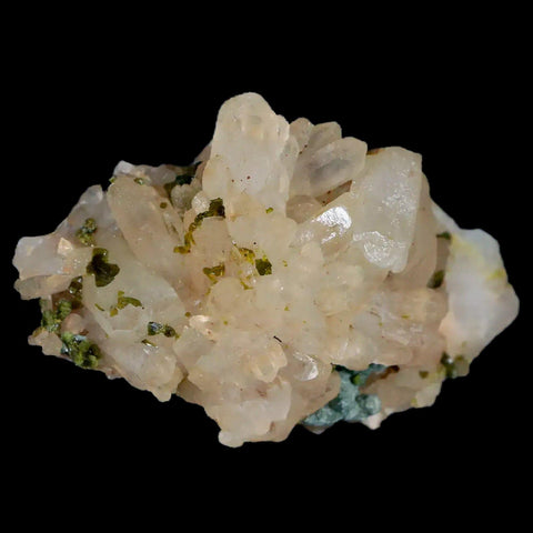 2.5" Rough Green Epidote Crystals On Quartz Cluster Mineral Specimen Imilchil, Morocco - Fossil Age Minerals