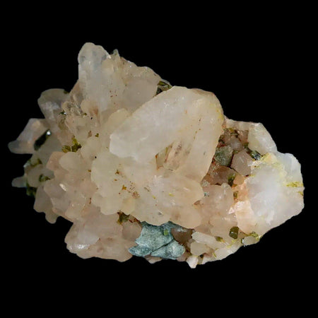 2.5" Rough Green Epidote Crystals On Quartz Cluster Mineral Specimen Imilchil, Morocco