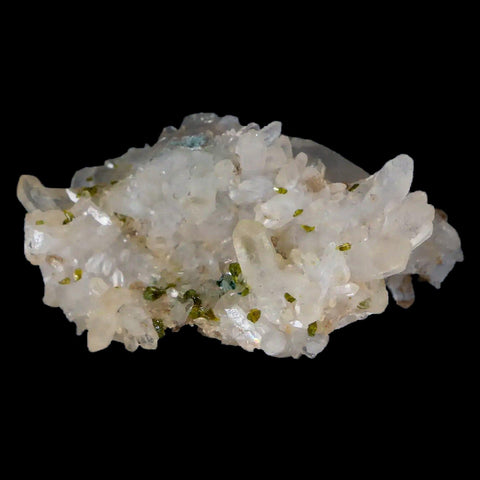 2.1" Rough Green Epidote Crystals On Quartz Cluster Mineral Specimen Imilchil, Morocco - Fossil Age Minerals