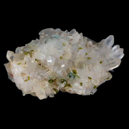 2.1" Rough Green Epidote Crystals On Quartz Cluster Mineral Specimen Imilchil, Morocco