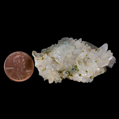 2.1" Rough Green Epidote Crystals On Quartz Cluster Mineral Specimen Imilchil, Morocco - Fossil Age Minerals