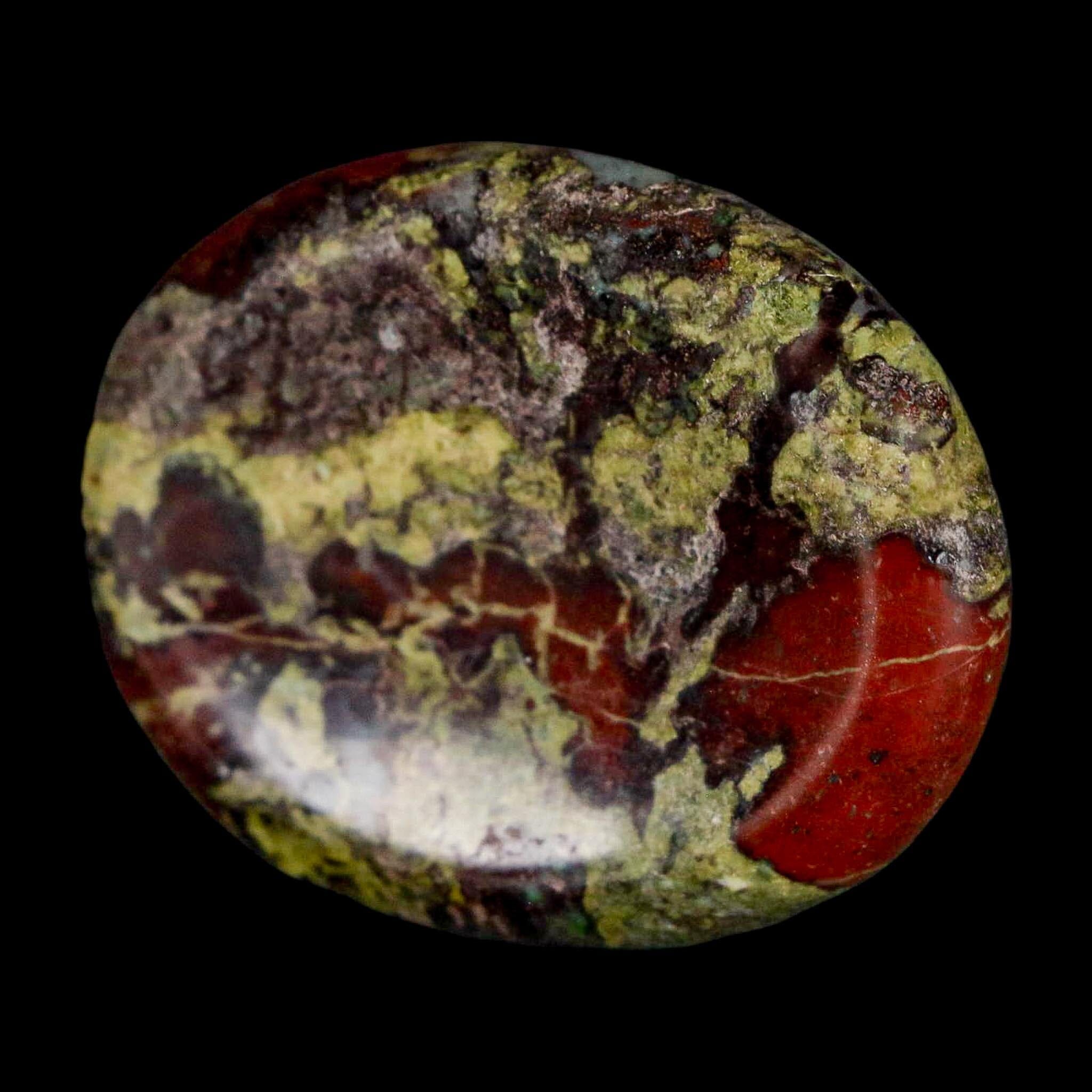 1.9" Polished Natural Dragon Blood Jasper Stone Worry Palm Stone Australia - Fossil Age Minerals