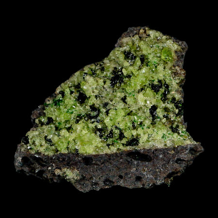 2.7" Emerald Peridot Crystals, Chrome Diopside And Spinel On Volcanic Rock Gila, AZ