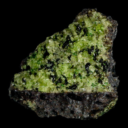 2.7" Emerald Peridot Crystals, Chrome Diopside And Spinel On Volcanic Rock Gila, AZ