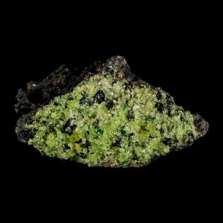 3.2" Emerald Peridot Crystals, Chrome Diopside And Spinel On Volcanic Rock Gila, AZ
