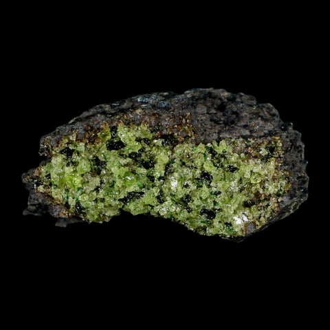 3" Emerald Peridot Crystals, Chrome Diopside And Spinel On Volcanic Rock Gila, AZ - Fossil Age Minerals