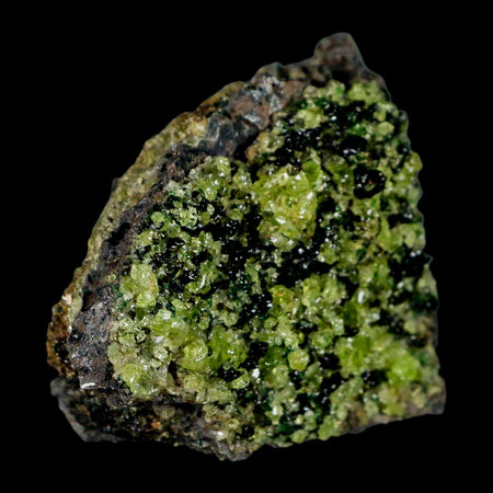 2.7" Emerald Peridot Crystals, Chrome Diopside And Spinel On Volcanic Rock Gila, AZ