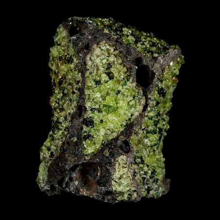 2.6" Emerald Peridot Crystals, Chrome Diopside And Spinel On Volcanic Rock Gila, AZ