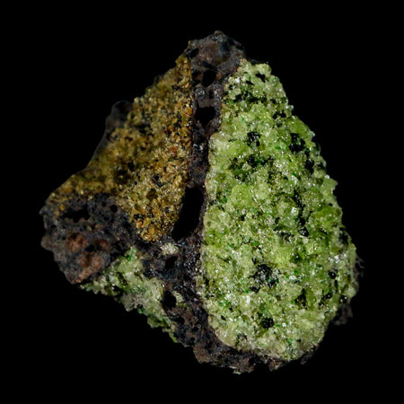 2.4" Emerald Peridot Crystals, Chrome Diopside And Spinel On Volcanic Rock Gila, AZ