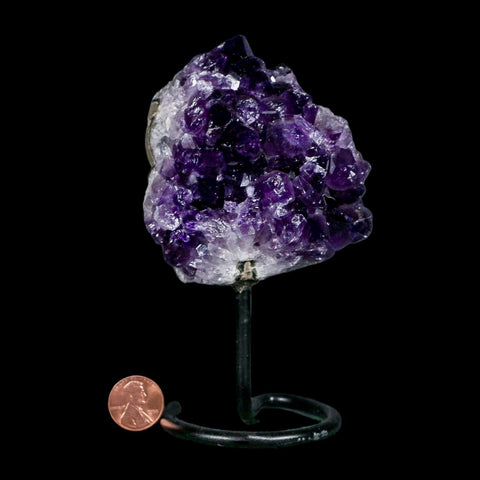 3.1" Amethyst Crystal Cluster Mineral Specimen Brazil Custom Medal Stand