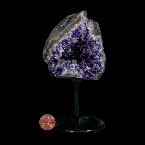 3.1" Amethyst Crystal Cluster Mineral Specimen Brazil Custom Medal Stand