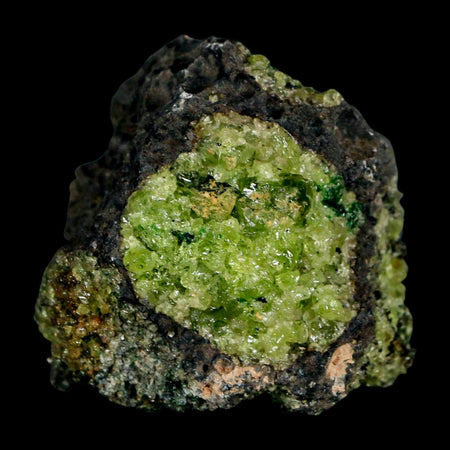 2.3" Emerald Peridot Crystals, Chrome Diopside And Spinel On Volcanic Rock Gila, AZ