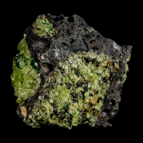 2.3" Emerald Peridot Crystals, Chrome Diopside And Spinel On Volcanic Rock Gila, AZ - Fossil Age Minerals