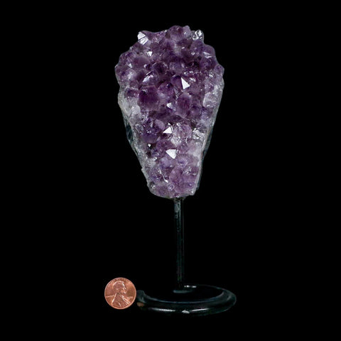 4.1" Amethyst Crystal Cluster Mineral Specimen Brazil Custom Medal Stand