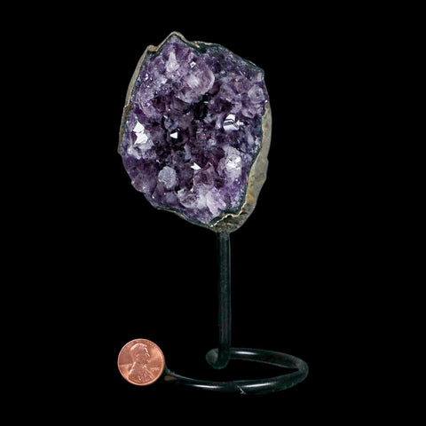 3.1" Amethyst Crystal Cluster Mineral Specimen Brazil Custom Medal Stand