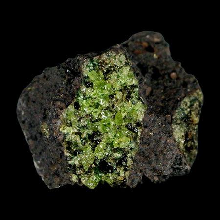 2.3" Emerald Peridot Crystals, Chrome Diopside And Spinel On Volcanic Rock Gila, AZ