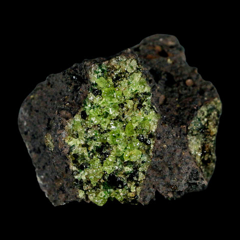 2.3" Emerald Peridot Crystals, Chrome Diopside And Spinel On Volcanic Rock Gila, AZ - Fossil Age Minerals